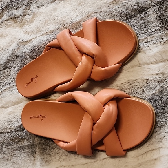 Universal Thread Shoes - Universal Thread Women's Cosette Padded Slide Sandals ,Coral Pink ,Size  10